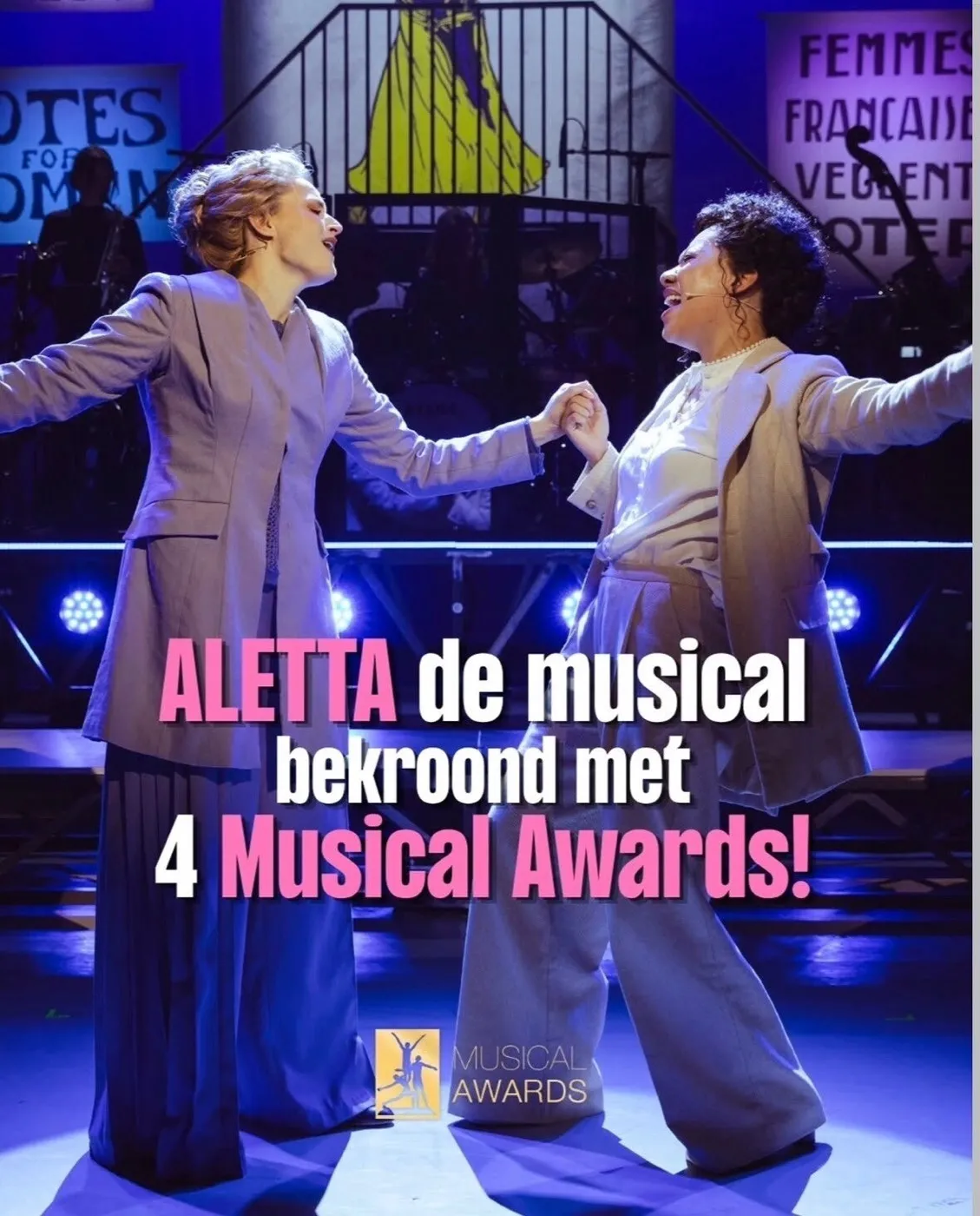 Social post: Aletta de musical bekroond met 4 Musical Awards